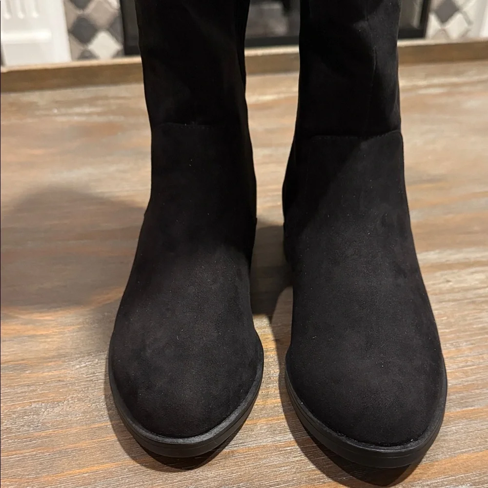 Kenneth Cole Wind Stretch Riding‎ Boots Black Suede Size 5 Classic Tall Boot